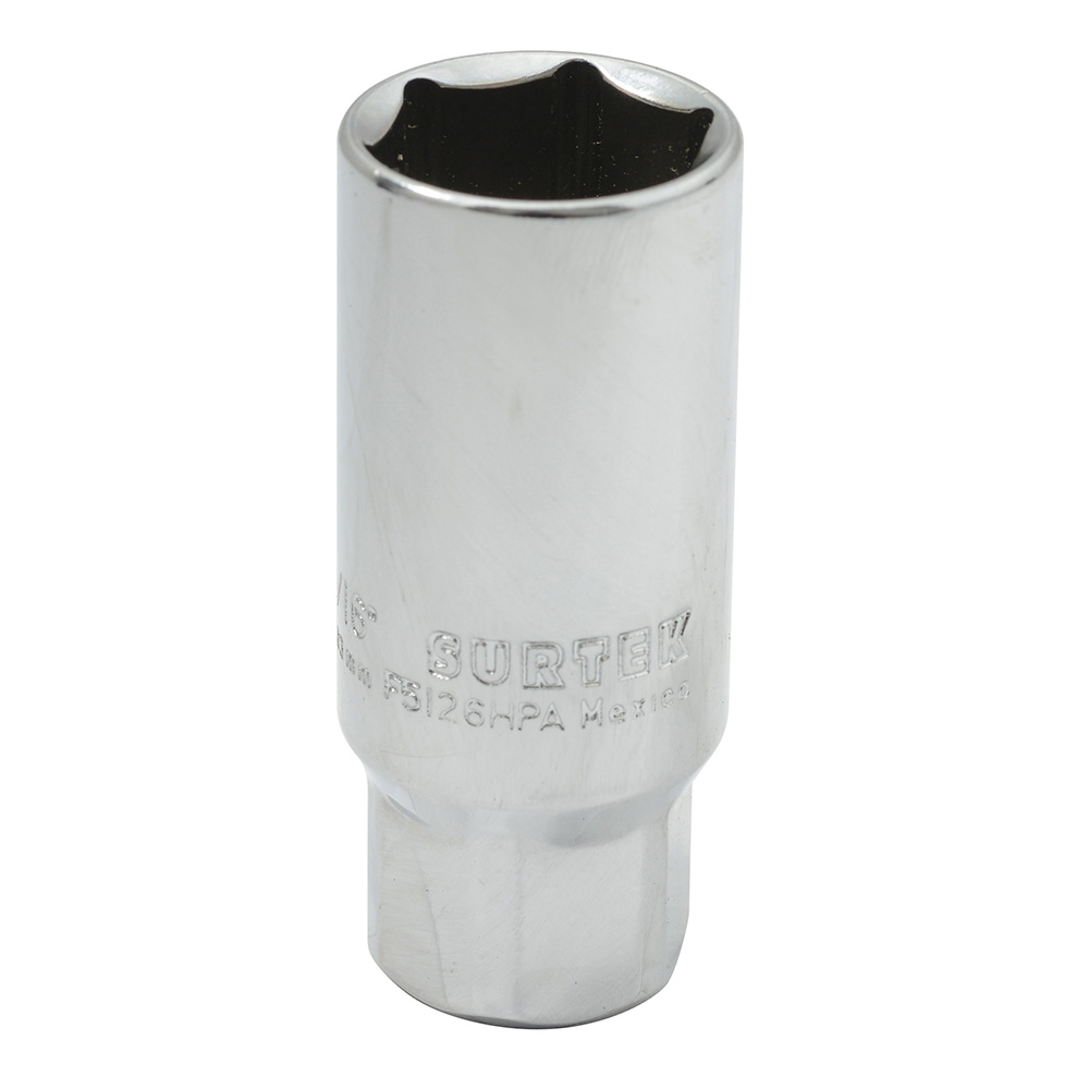 Dado para bujía con neopreno en pulgadas, cuadro 3/8", 6 puntas, 13/16" Surtek