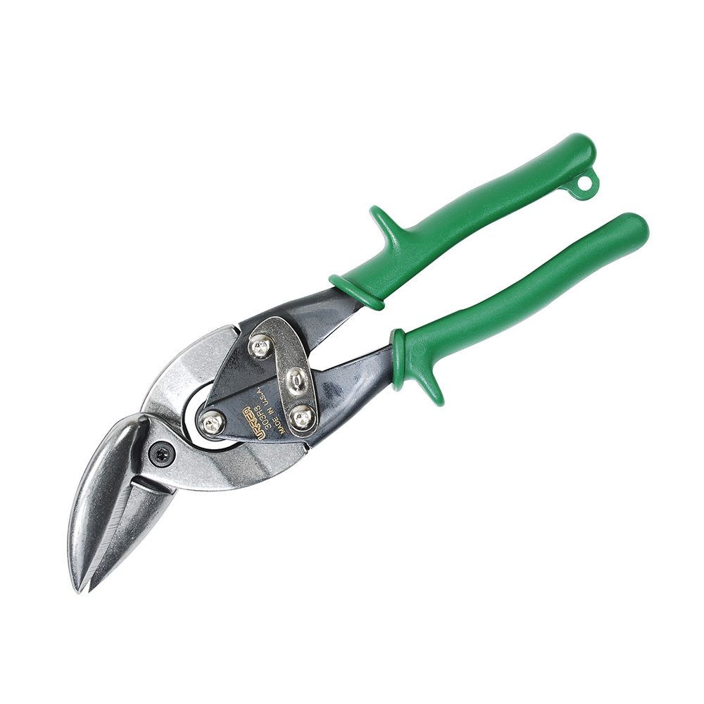 Tijera para hojalatero tipo aviación acodada derecha  con mango rubber grip, 10" Urrea