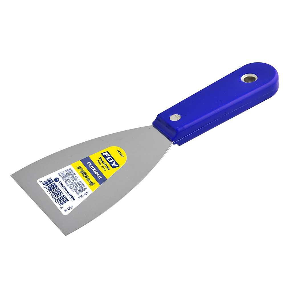 Espátula flexible de acero de alto carbón con mango plástico 2" Foy