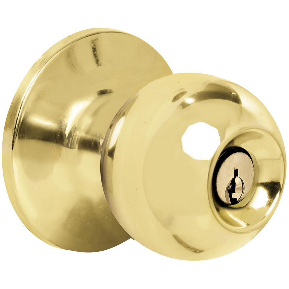 Pomo cilíndrico bola función baño, latón brillante, llave estándar, blíster Prolok