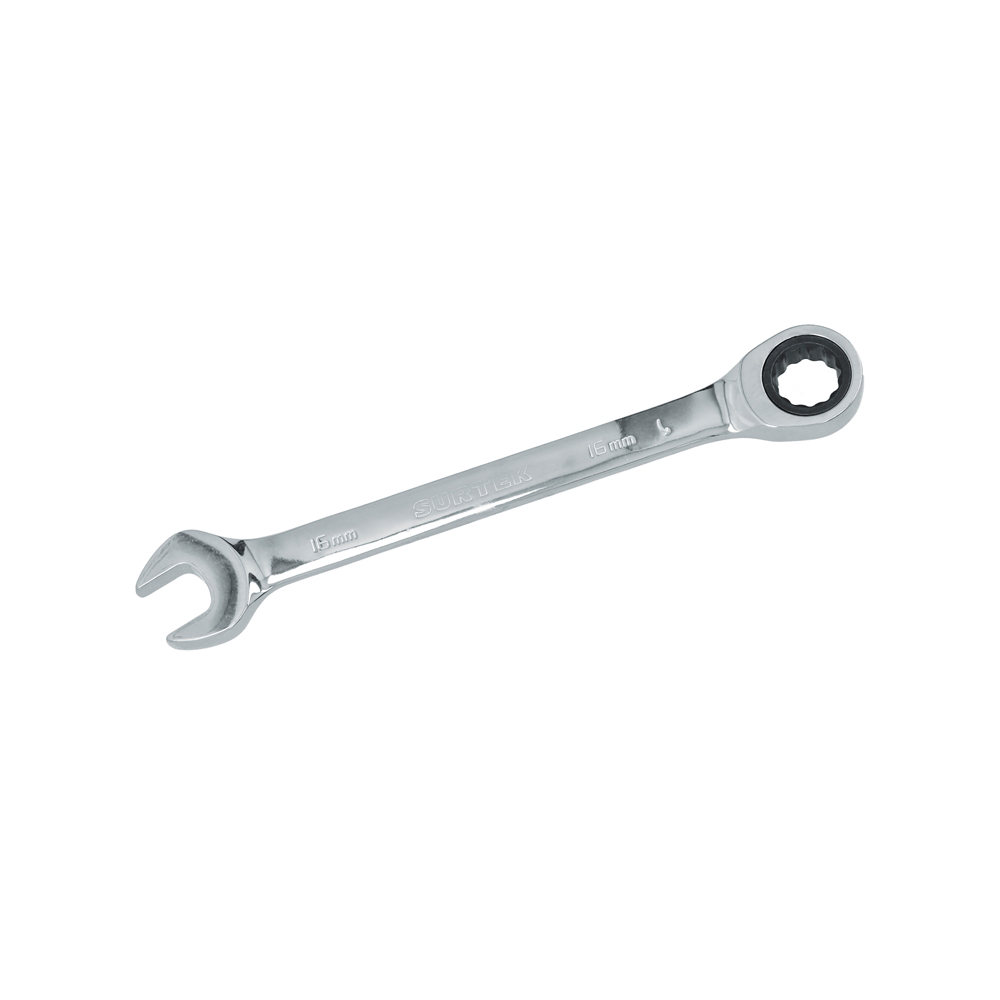 Llave combinada pulido espejo de matraca métrica, 12 puntas, 15mm Surtek