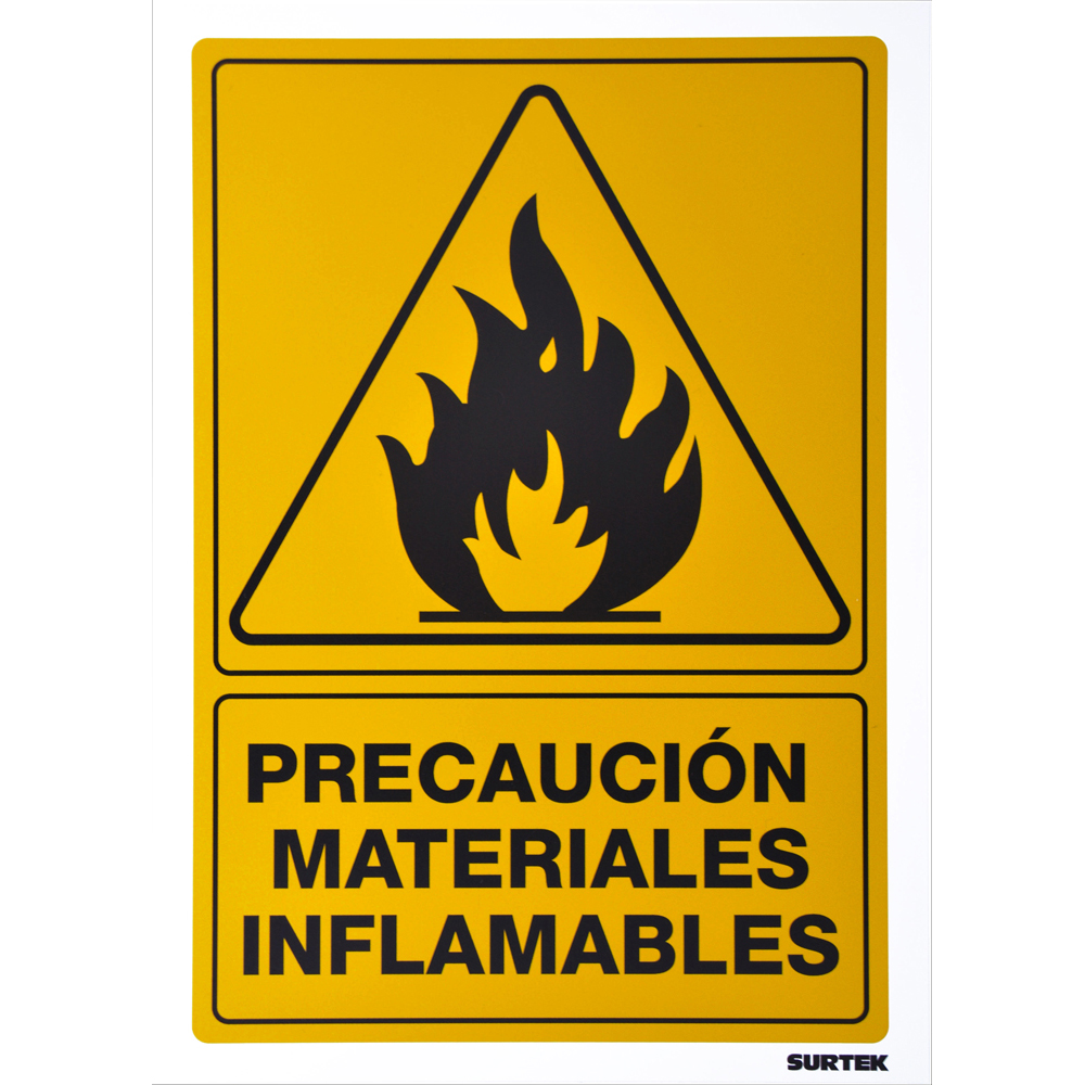 Señal "Precaución materiales inflamables" Surtek