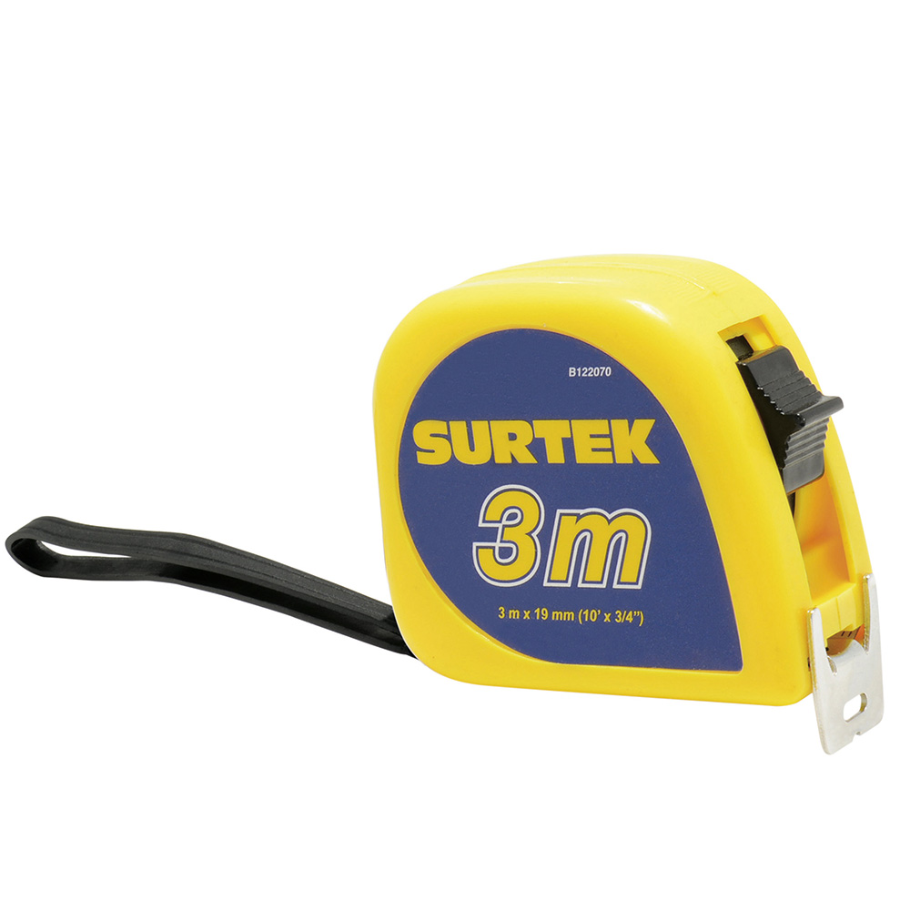 Flexómetro con carcasa de plástico invencible 3 m x 3/4" Surtek