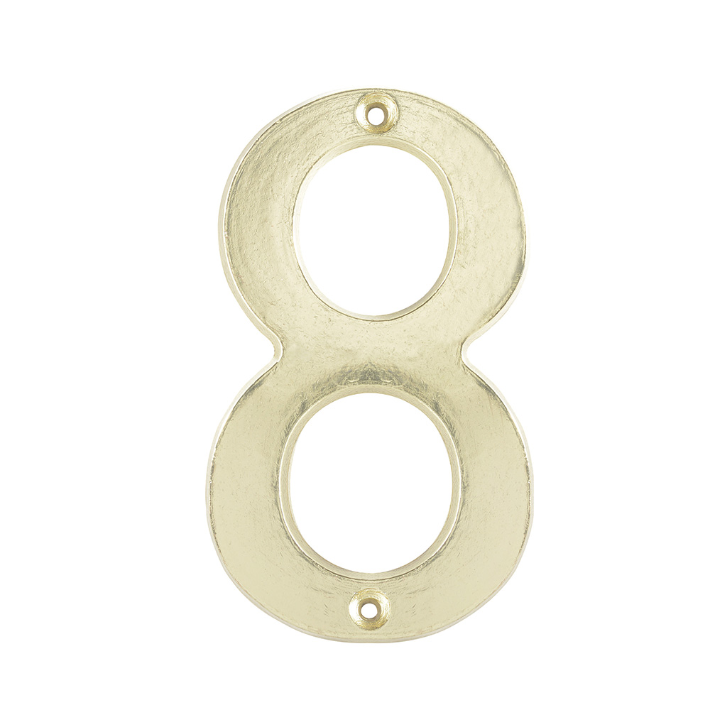 Número 8 slim 4" latón brillante Lock