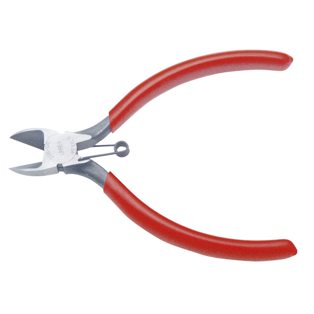Pinza para electricista con mango rubber grip de 4-3/16" corte diagonal con resorte Urrea