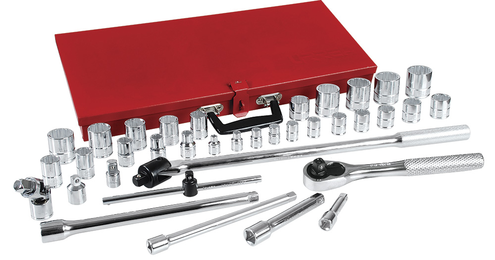 Juego de dados y accesorios cuadro de 3/8" y 1/2" en pulgadas, 37 piezas Urrea