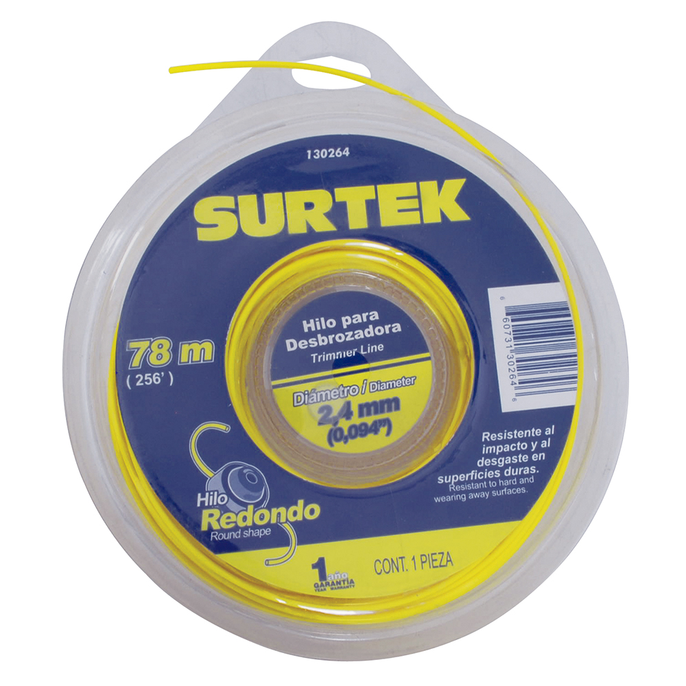 Nailon redondo para desbrozadora doble blíster, 2.4 mm x 78 m Surtek