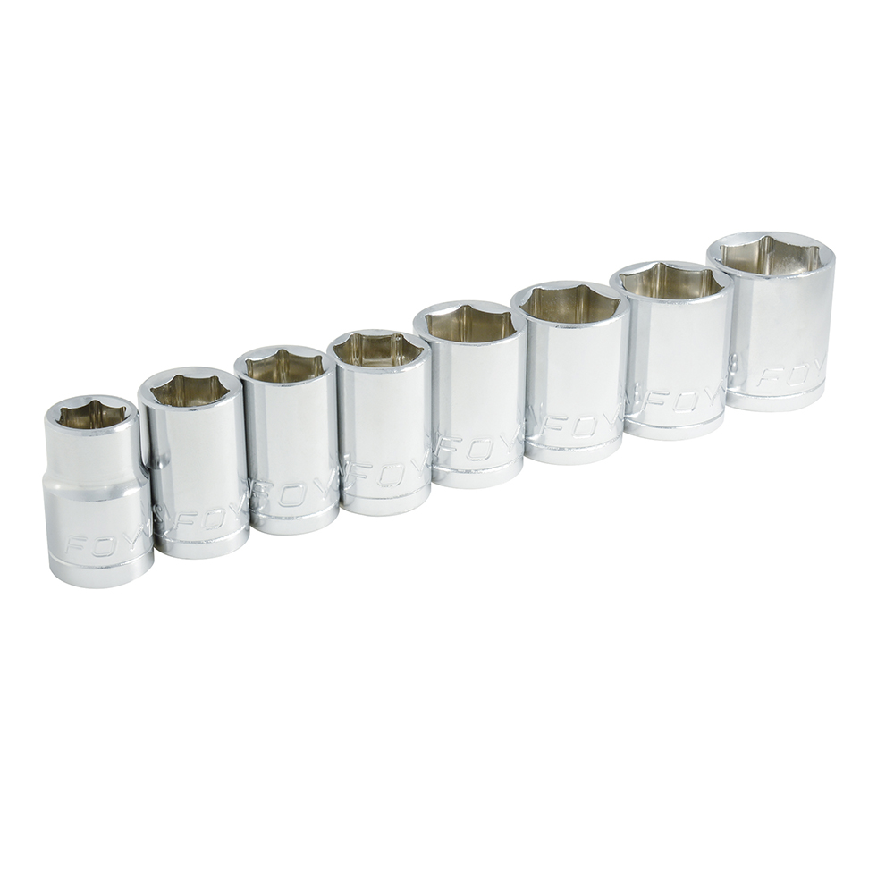 Juego de dados cuadro de 1/2", 6 puntas, en pulgadas, 8 piezas Foy