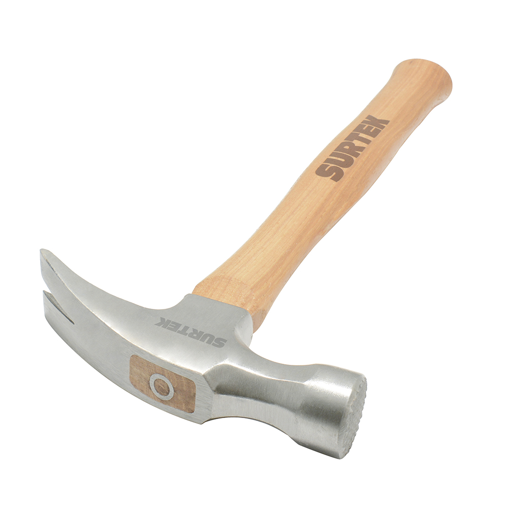 Martillo de uña recta con cabeza fresada con mango de madra de 16", 20 oz Surtek