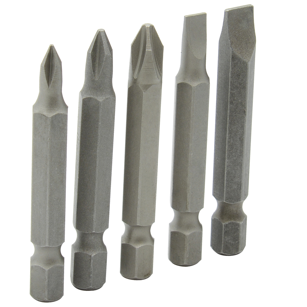 Juego combinado de puntas phillips y planas de 2" hexágono de 1/4", 5 piezas en blíster Surtek