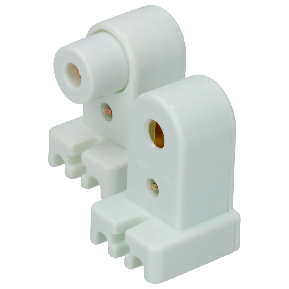 Portalámpara compacta Slim Line con terminales de presión, 2  piezas, color blanco Surtek