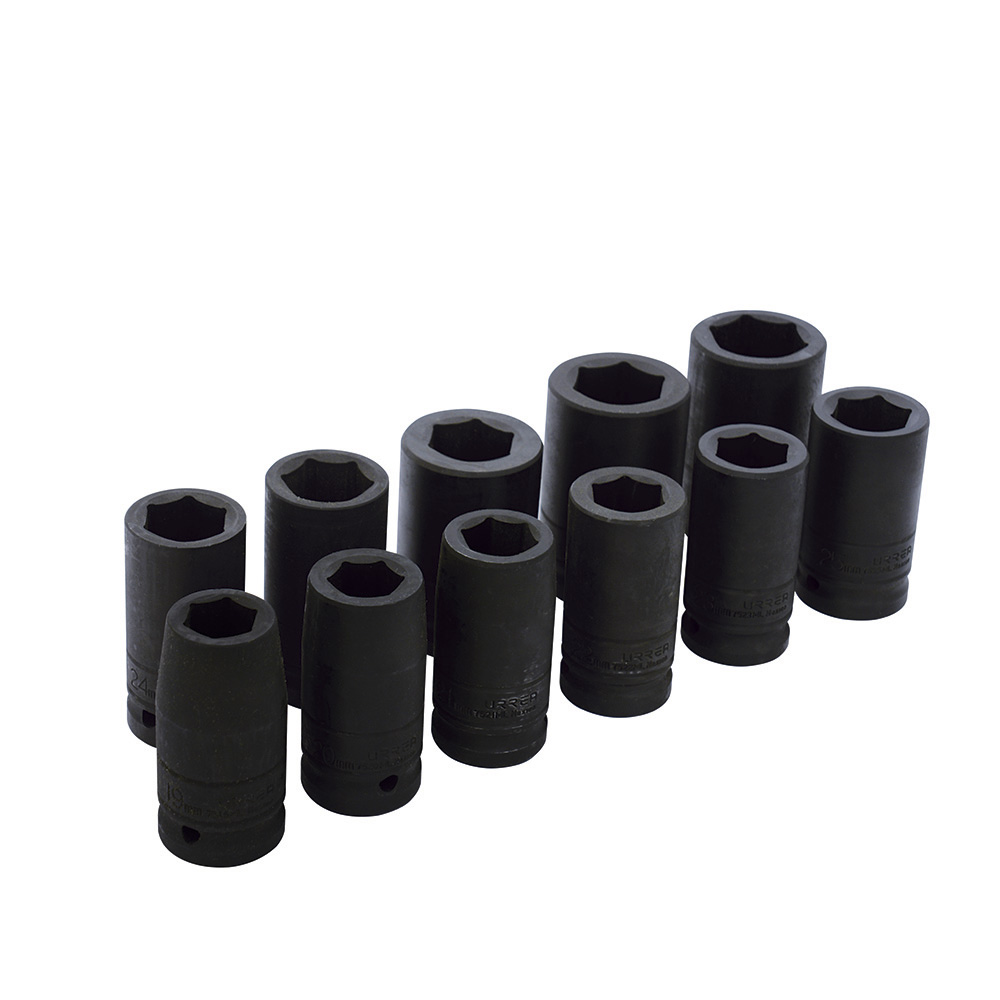 Juego de dados largos de impacto cuadro de 3/4", 6 puntas, métricos, 11 piezas Urrea