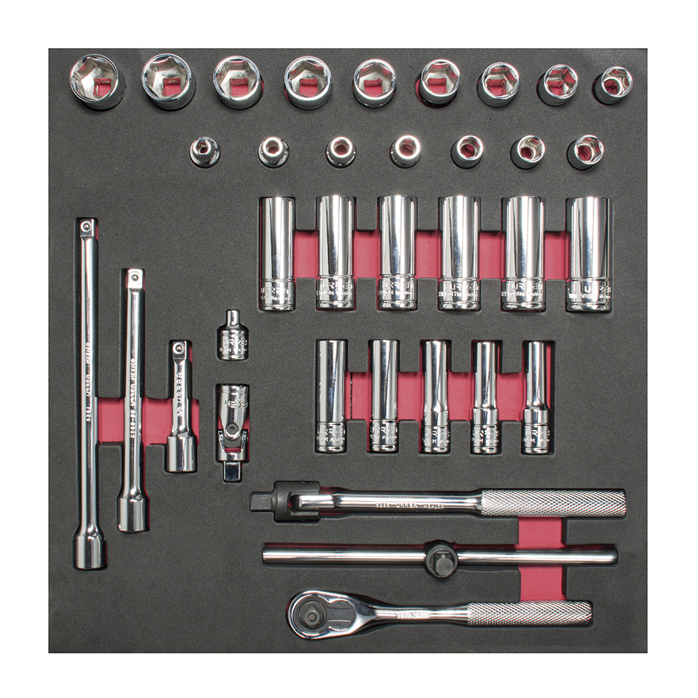 Juego de dados cortos,largos y accesorios cuadro de 3/8" métricos 35 piezas, CH202-C Urrea
