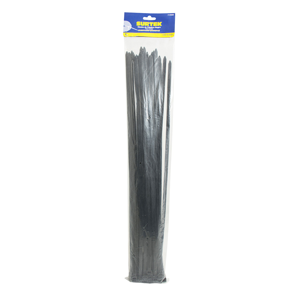Cinchos plásticos 500 x 7.8 mm, tensión 70 kg de 50 piezas, color negro Surtek