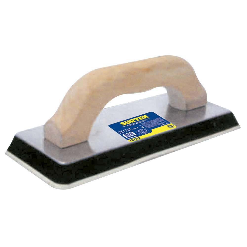 Flota de hule acabado liso con mango de madera 9-1/2" x 4" x 5/8" Surtek