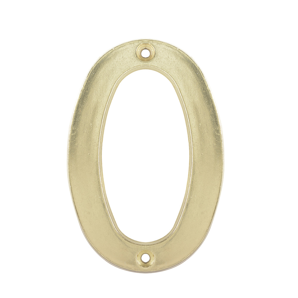 Número 0 slim 4" latón brillante Lock