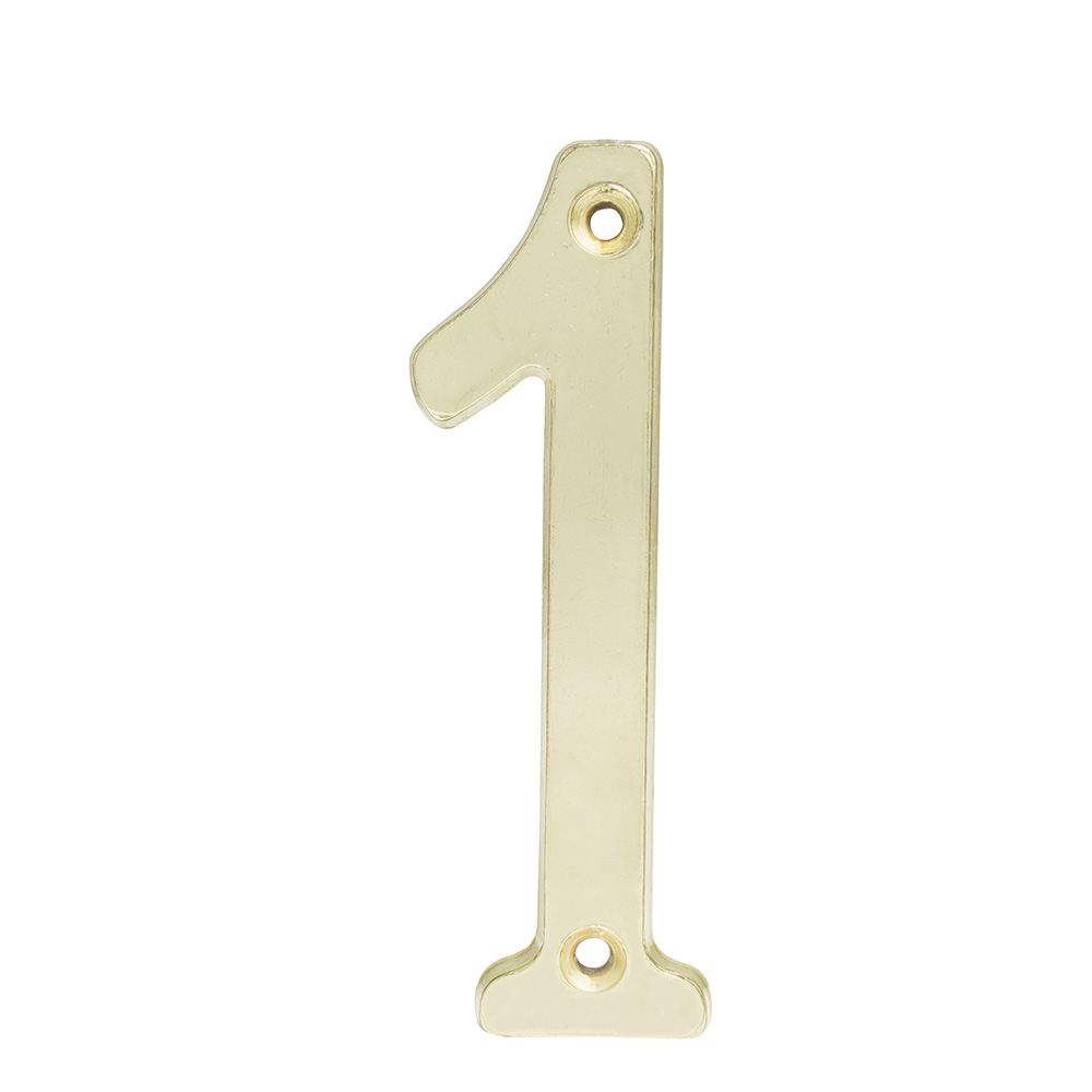 Número 1 slim 4" latón brillante Lock