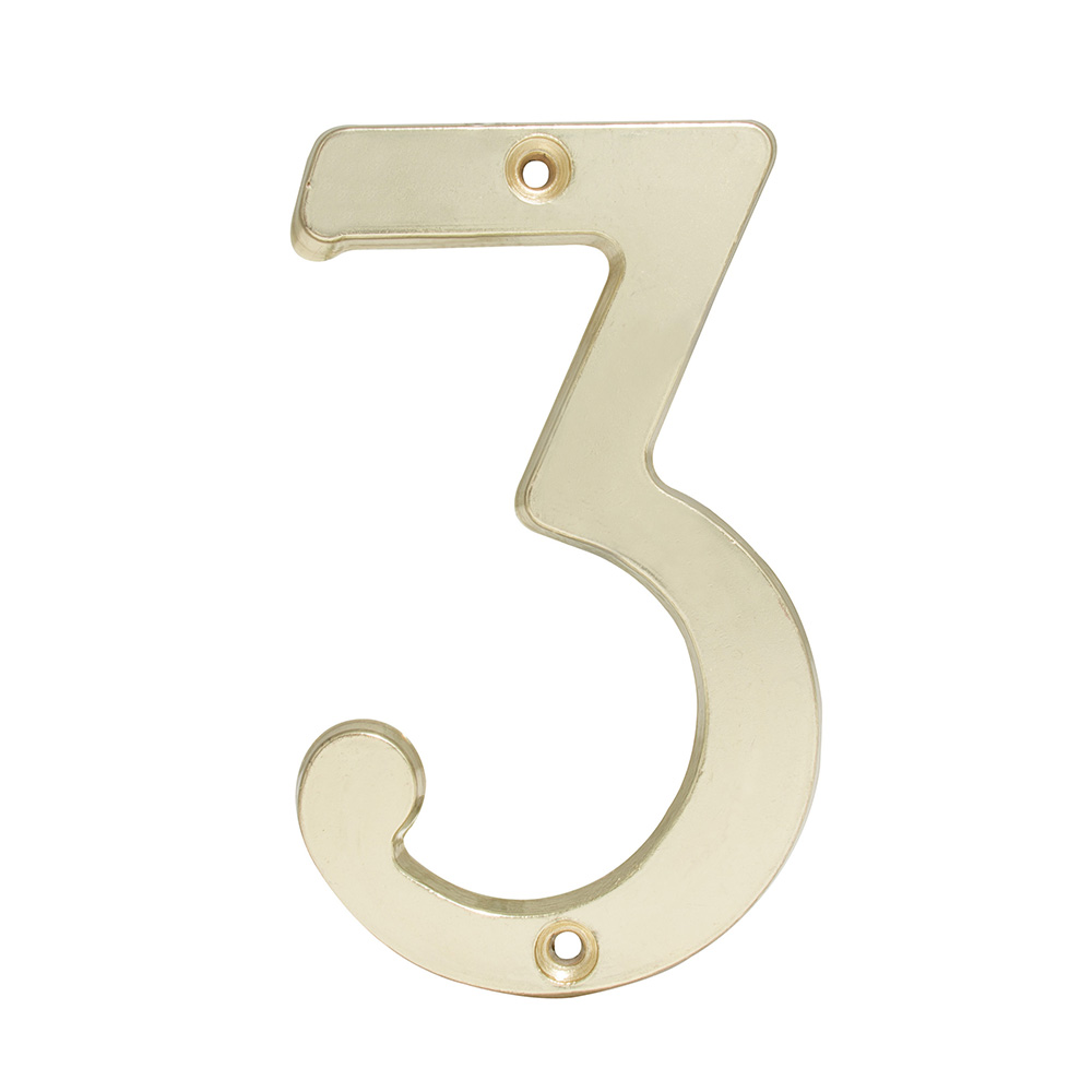 Número 3 slim 4" latón brillante Lock