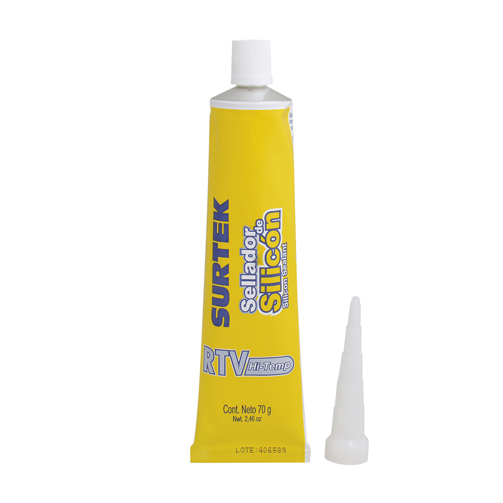 Silicón para alta temperatura, color aluminio en tubo, 70 gr Surtek