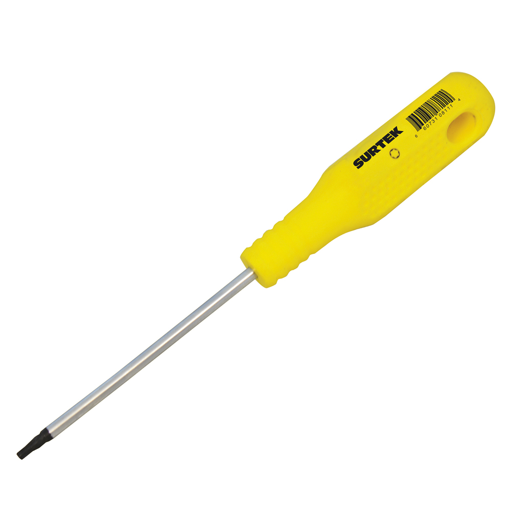 Destornillador con mango amarillo, punta Torx barra redonda  T27 x 4" Surtek