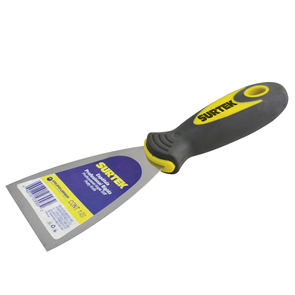 Espátula flexible de acero de alto carbón con mango bimaterial 3" Surtek