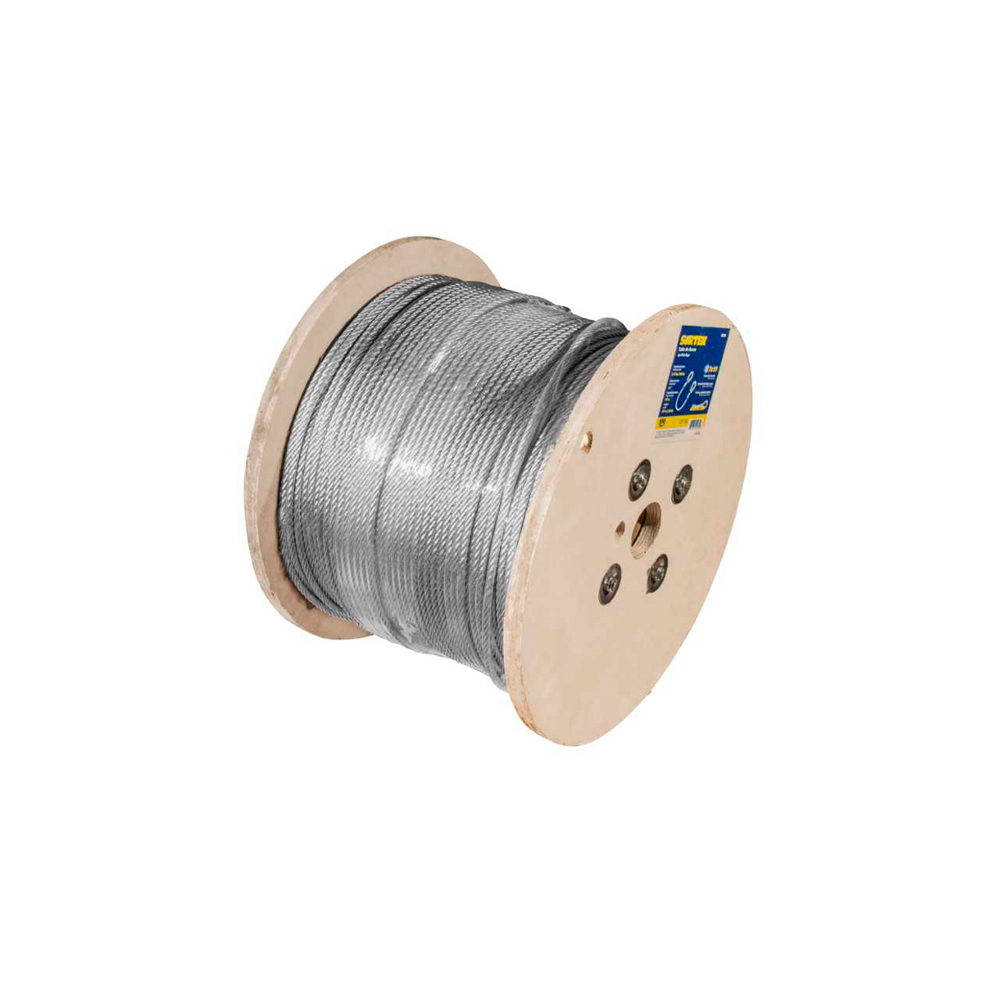 Cable de acero con guardacabo recubrimiento PVC negro 1/4" x 76 m construcción de 7 x 19 Surtek