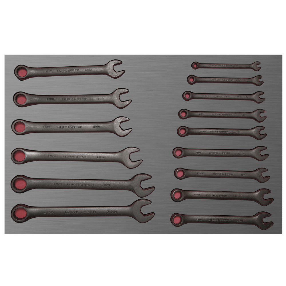 Juego de llaves combinadas fosfatizadas métricas 15 piezas, CH306L-C Urrea