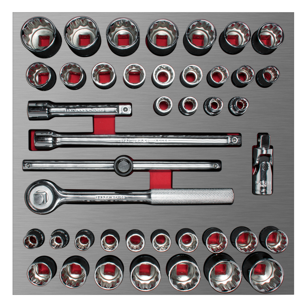 Juego de dados cortos y accesorios de 1/2" combinados 42 piezas, CH203L-C Urrea