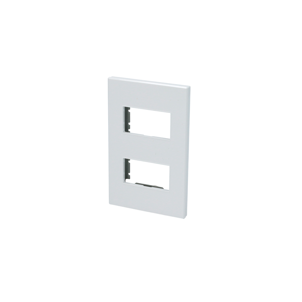 Placa 2 módulos 1/3, línea Premium, color blanco Surtek