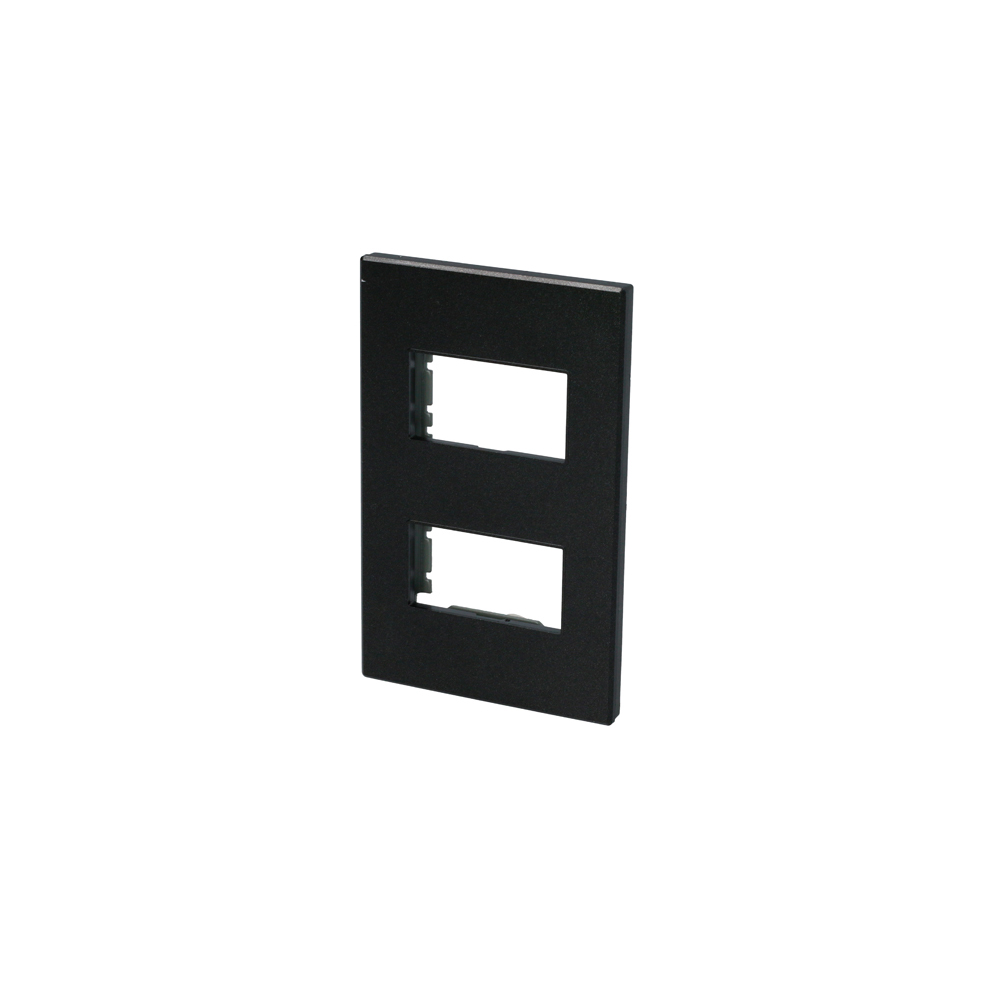 Placa 2 módulos 1/3, línea Premium, color negro Surtek