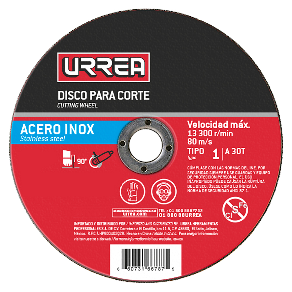 Disco abrasivo tipo 27 para acero inoxidable 7" x 5/32" Urrea