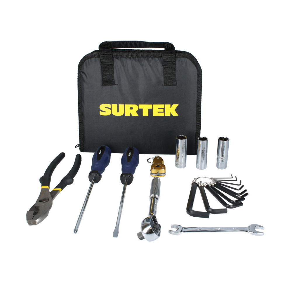 Juego combinado de herramienta para motocicleta 12 piezas, con estuche multiusos Surtek