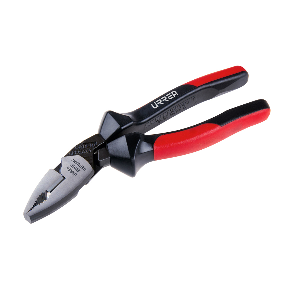 Pinza para electricista con mango bimaterial ergonómica con ángulo de 25° de 7-1/2" Urrea