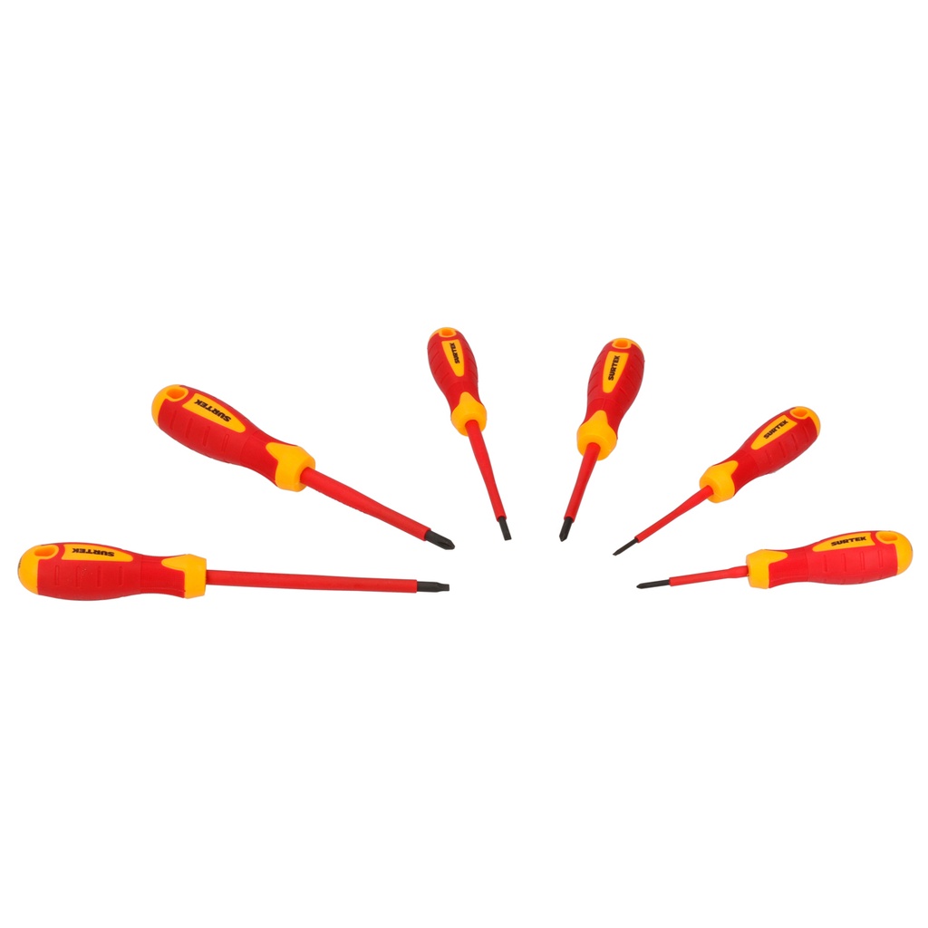 Juego de destornilladores con mango bimaterial 1000 V combinados, 6 piezas Surtek