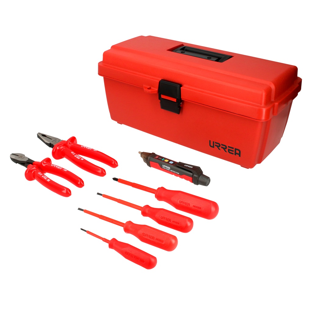Juego combinado de herramientas para electricista de 1000 V con caja plástica,  8pieza Urrea
