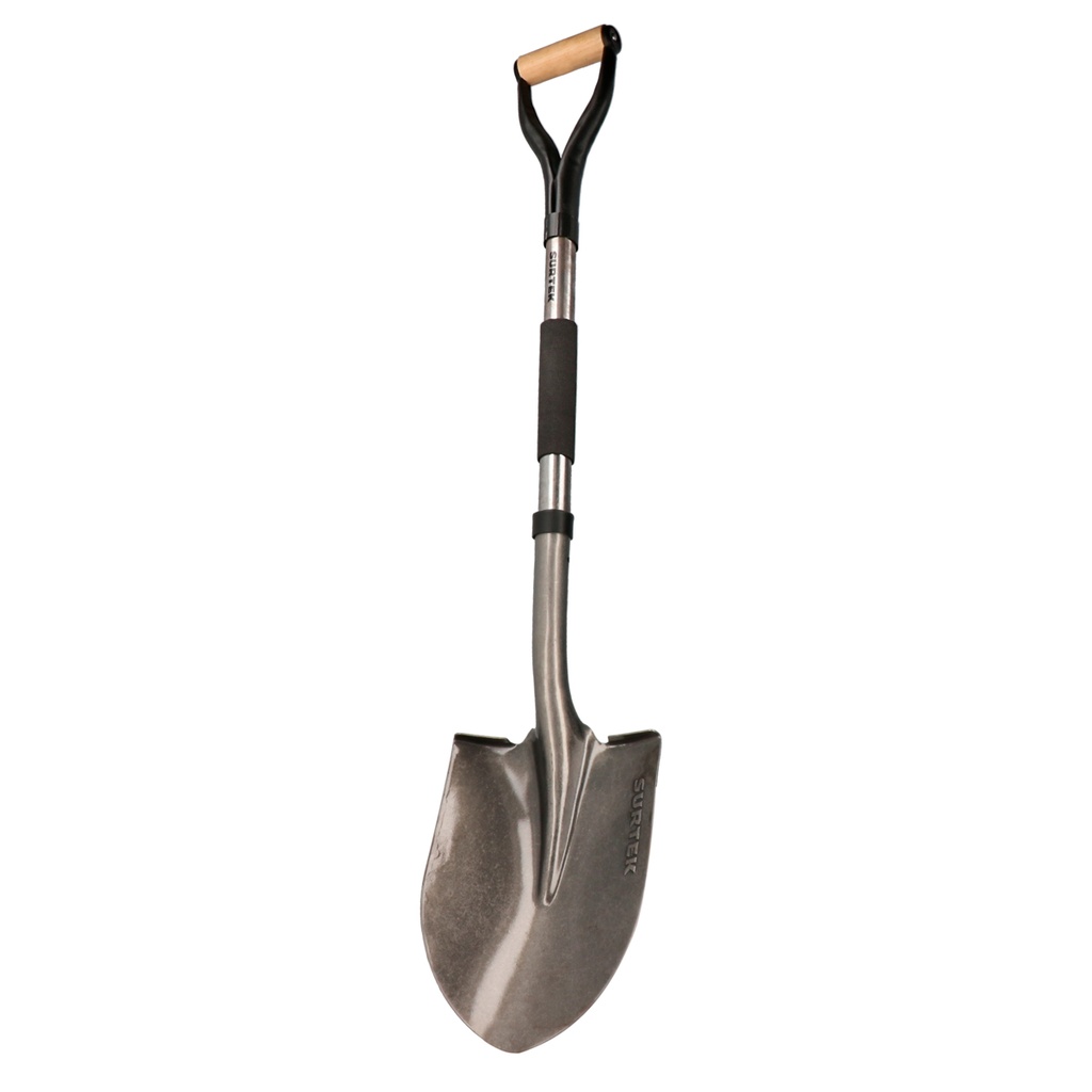 Pala con mango de madera con puño contractor grip, redonda Surtek
