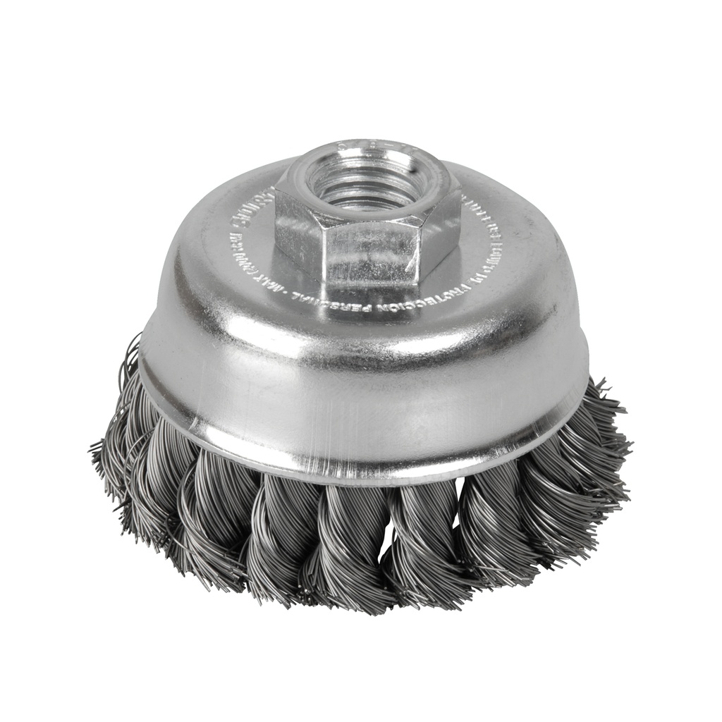 Carda copa trenzada alambre delgado 3" x 0.35 mm con rosca 5/8" Surtek