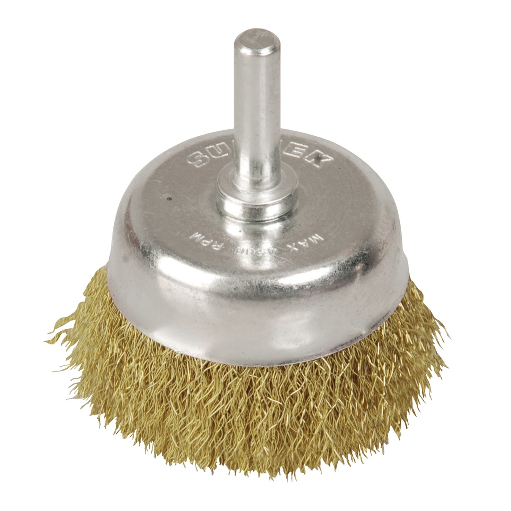 Carda copa ondulada alambre delgado 1-3/4" x 0.30 mm con zanco 1/4" Surtek