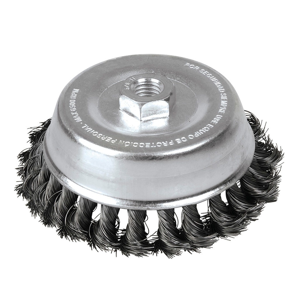 Carda copa trenzada alambre grueso 3" x 0.50 con rosca M14 Foy