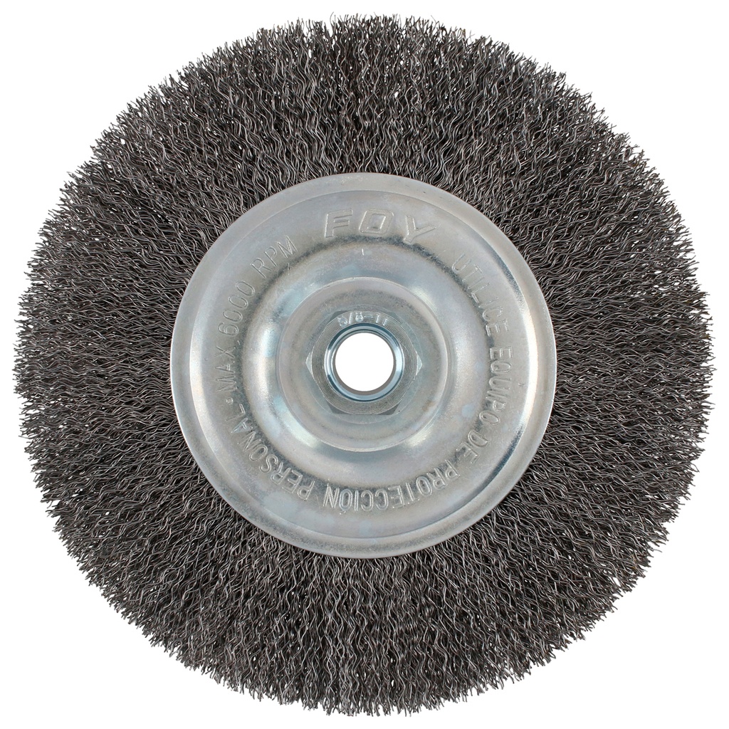 Carda circular ondulada alambre delgado 6" x 0.30 con rosca M14 Foy
