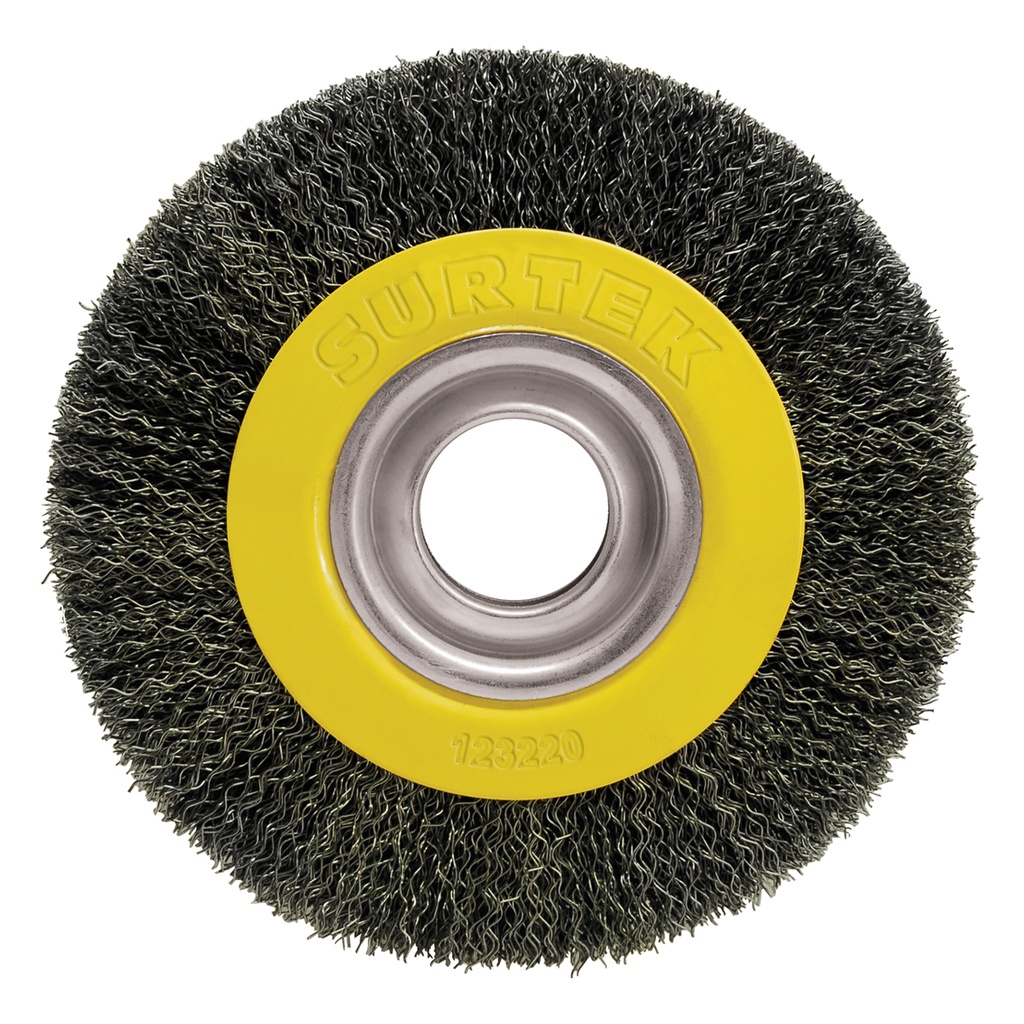 Carda circular ondulada alambre delgado para esmeril 4" x 0.30 mm multi eje Surtek
