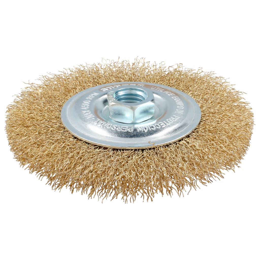 Carda circular ondulada alambre delgado 4-1/2" x 0.30 mm con rosca 5/8" Surtek