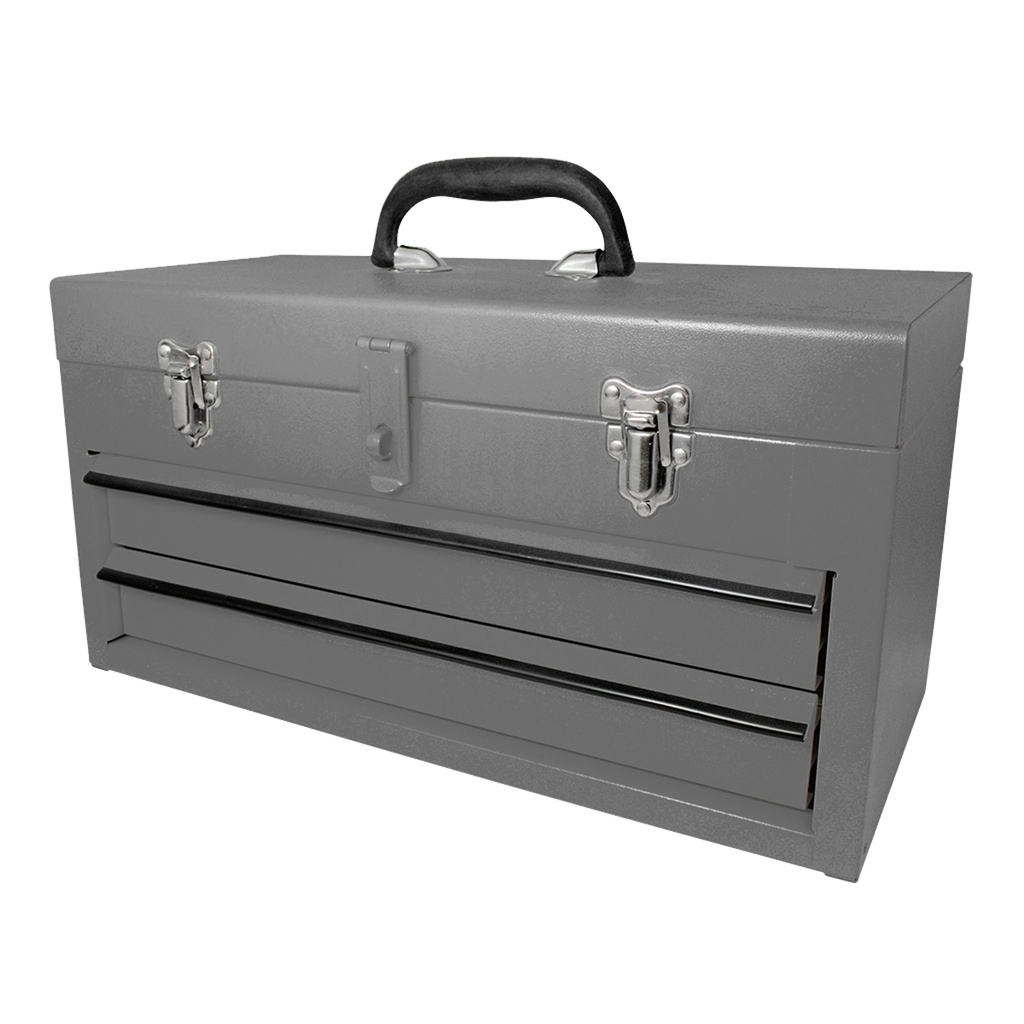 Caja portaherramientas metálica color gris con 2 gavetas 18" x 9" x 11" Surtek