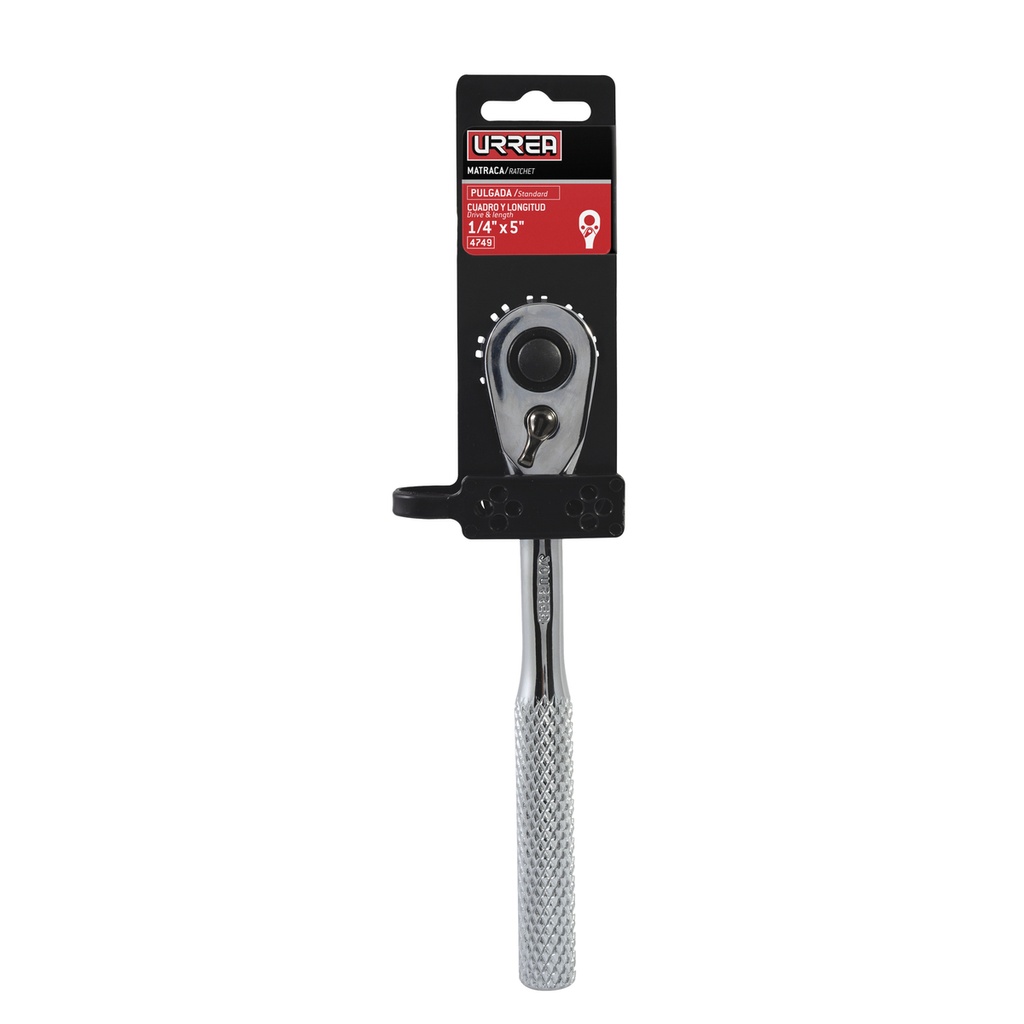 Matraca reversible cromada, quick release, para dado cuadro de 1/4" Urrea