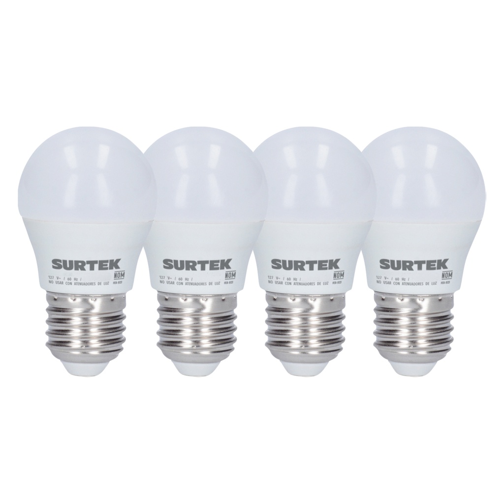 Paquete de 4 lámparas de LED tipo bulbo A19, 5 W luz de día Surtek