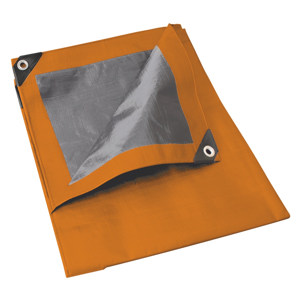 Lona de polietileno color naranja con fondo plata, 4 x 6 m Foy