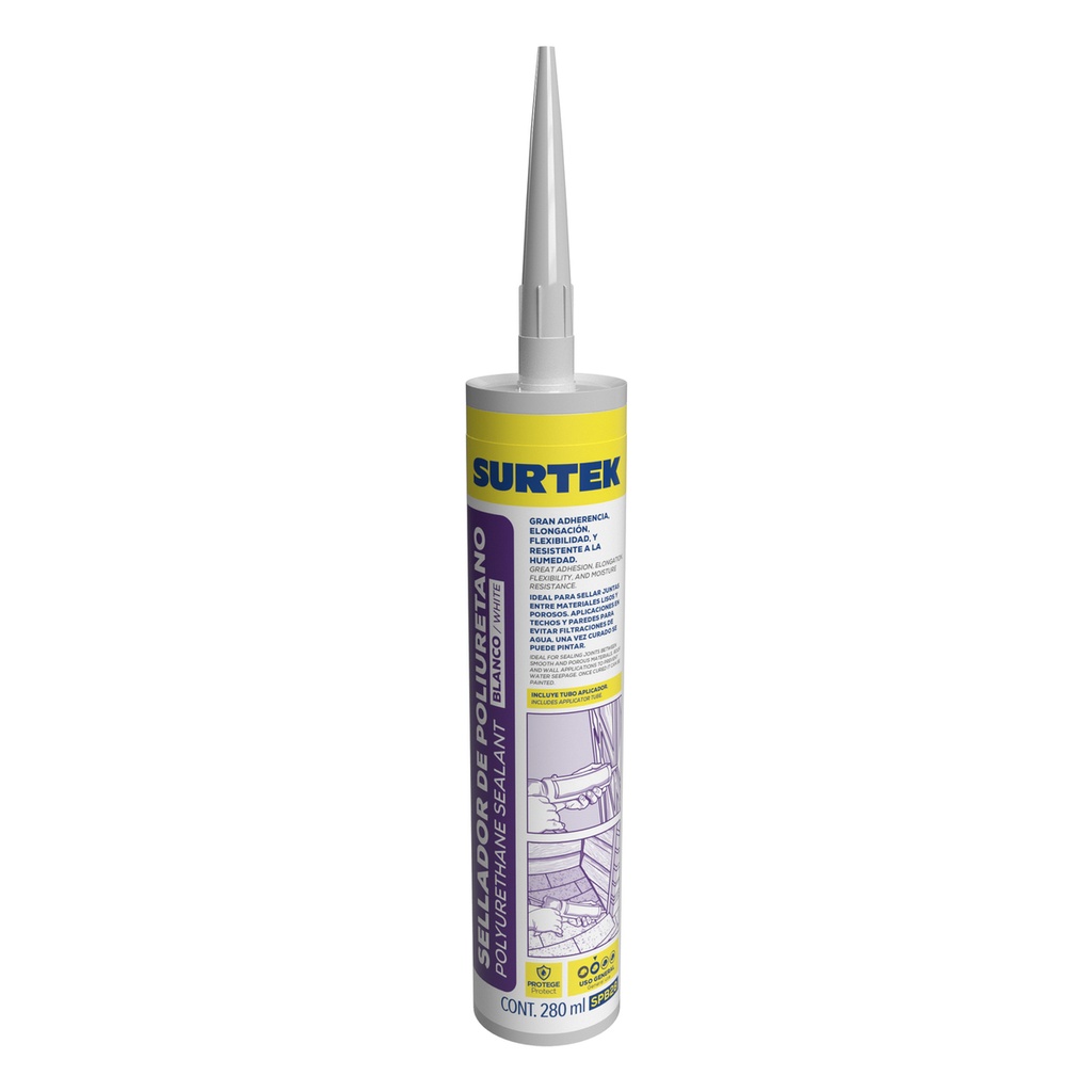 Sellador de poliuretano blanco 280 ml Surtek