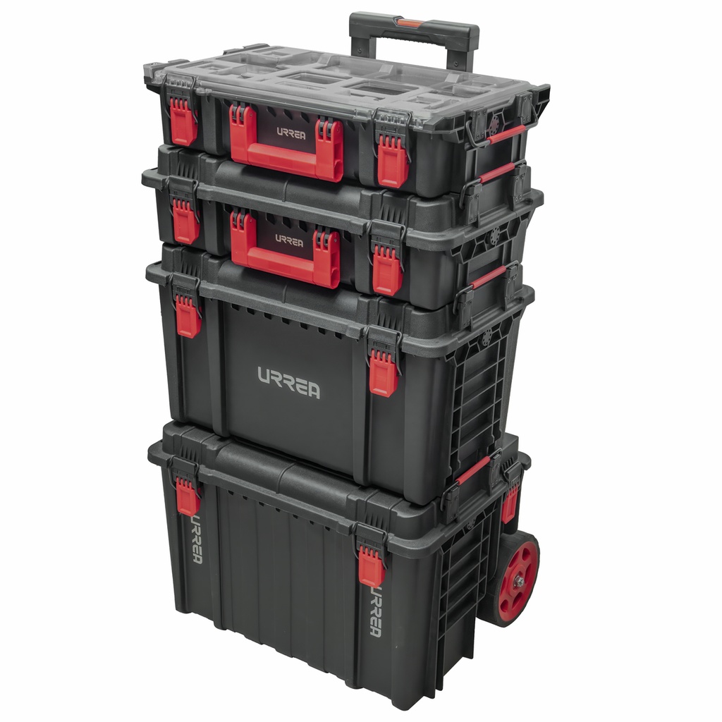 Juego de cajas modulares plásticas color negro 22", 4 piezas Urrea