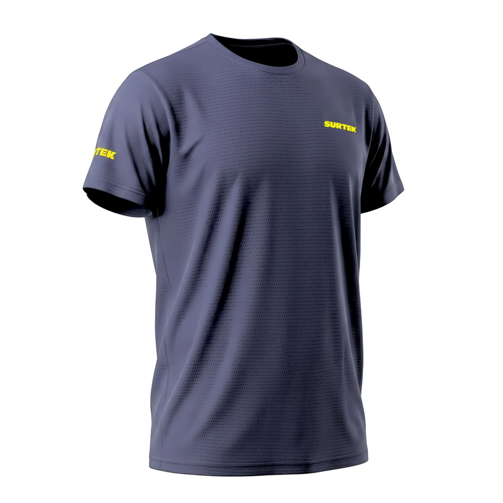 Playera dryfit con cuello redondo color azul marino talla L Surtek
