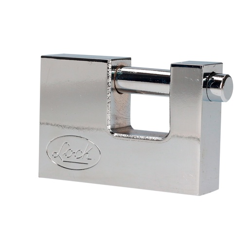 [L22C80TCSB] Candado de acero para cortina metálica 80 mm, cromo satinado, llave tetra Lock